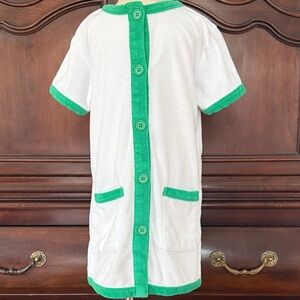 MINNOW Kids Terry Swim Coverup Green Trim Girls 5-6 Beach Pool